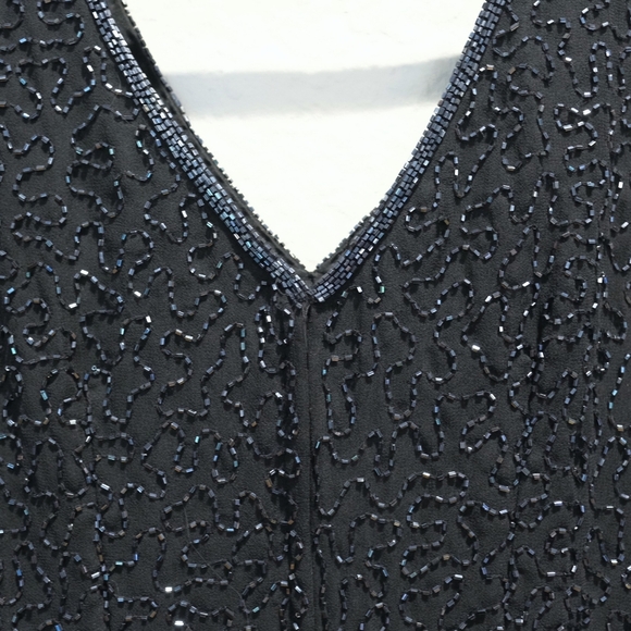 Vintage 80s JMD New York Beaded Black Cocktail Dress, Size PM - Picture 6 of 8